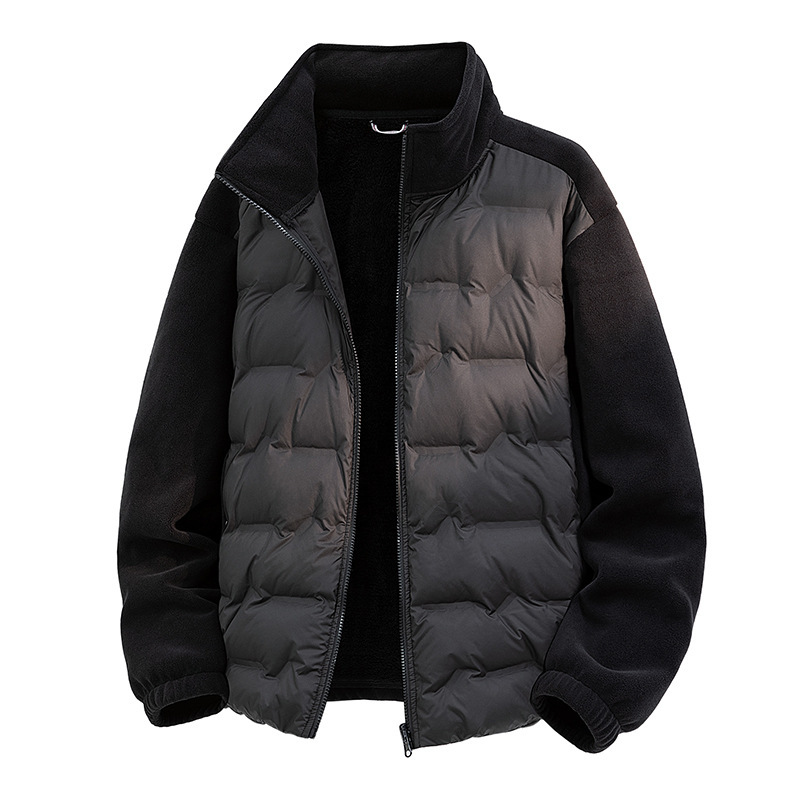 Unisex down jacket/windbreaker with lightweight inner lining, stylish stand-up collar, trendy cardigan, suitable for outdoor wear.
