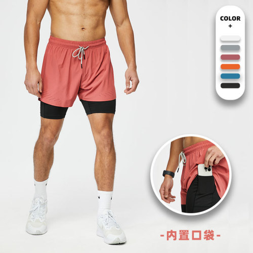 Quick-drying lined American basketball shorts men's summer thin over-the-knee fitness running training three-point sports pants