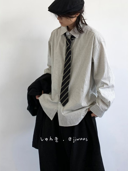 Japanese retro autumn demi-season design shirt