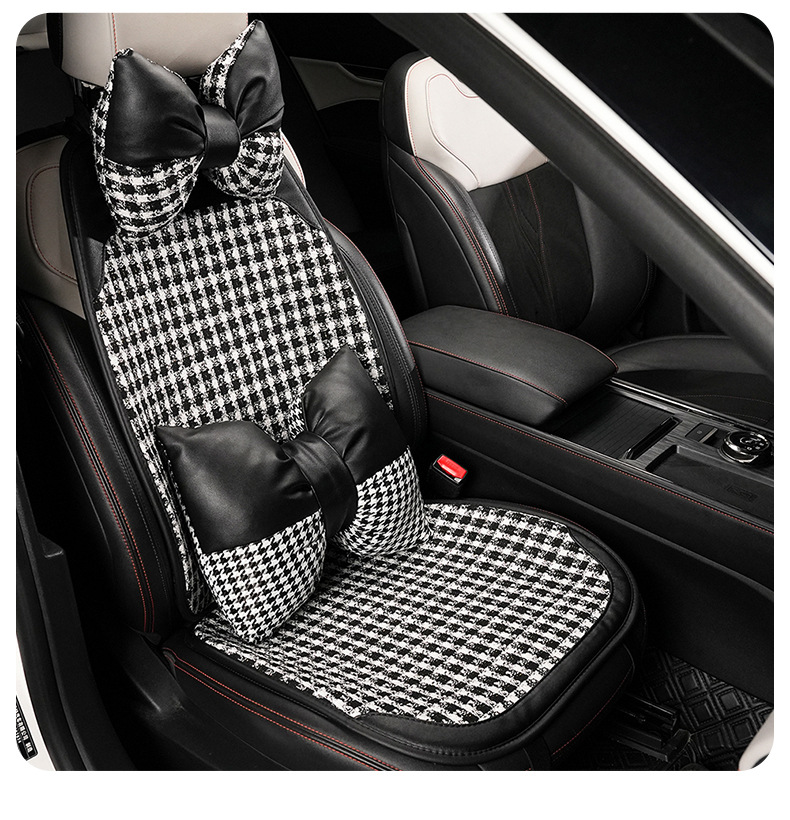 All-Season Car Seat Cushion, Chanel-Style, Breathable and Comfortable Car Seat Cover, Fashionable and Luxurious Car Interior Accessories