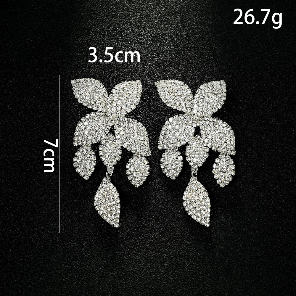 30g Weight 304 Stainless Steel Ear Needle Material Rhinestones Inlay Material 1 Pair Simple Style Flower Inlay Rhinestone Rhinestones Drop Earrings