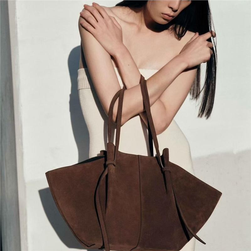 Yuzefi Women's Shoulder Bag Mochi Suede Frosted Suede Large Capacity Tote Bag Wing Bag