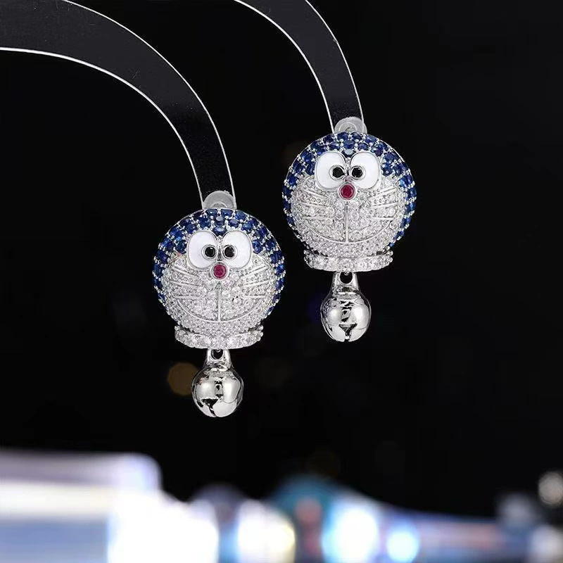 Cartoon cute earrings, micro incrustation, light luxury style