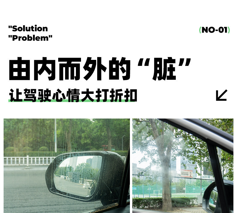 Baoneng Car Interior Glass Cleaner for Front Windshield Oil Film and Water Stain Removal, Lens and Helmet Cleaner