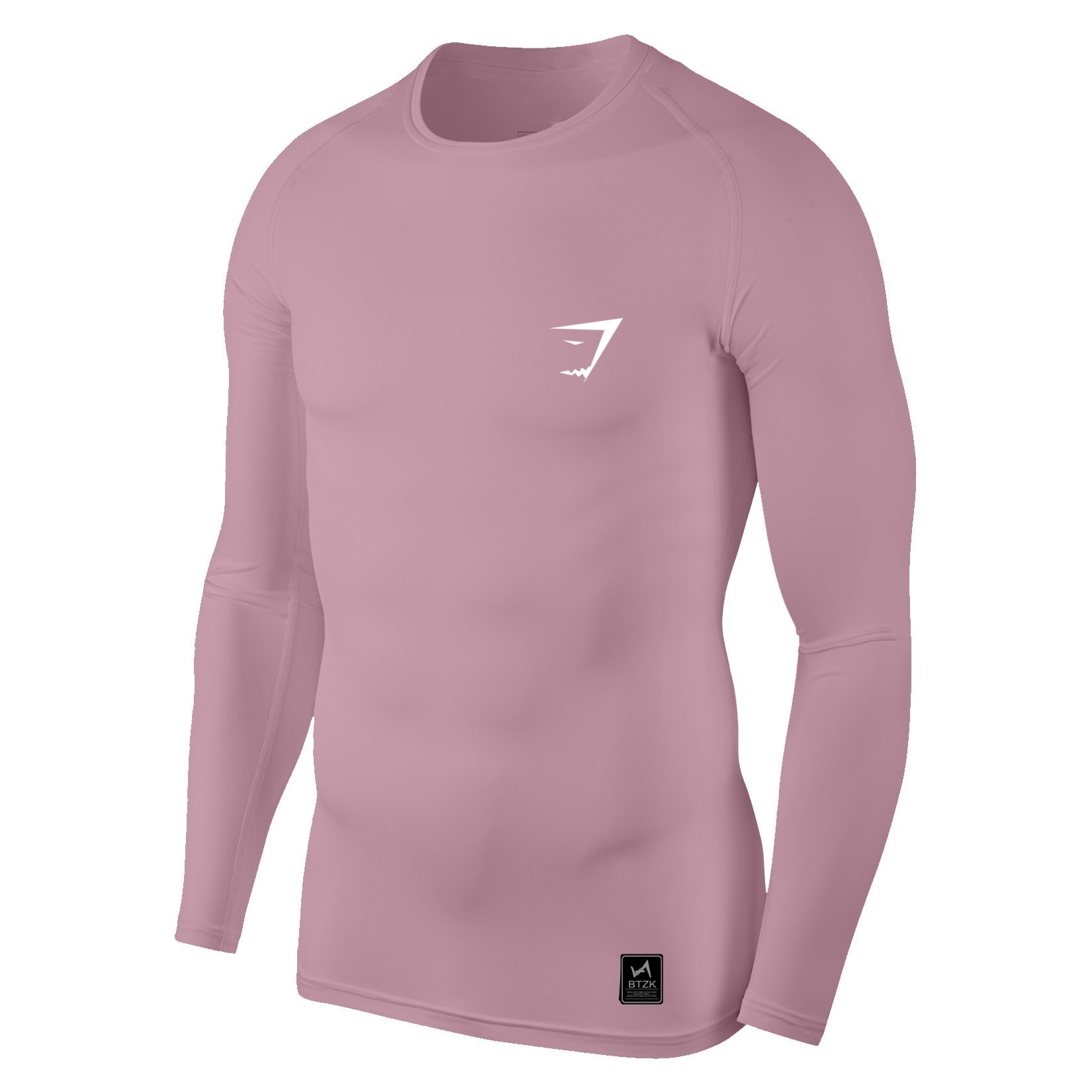 Cruzar la frontera de los hombres Fitness medias deportivas de manga larga de secado rápido músculo matando camiseta deportes estiramiento cuello redondo slim fit transpirable