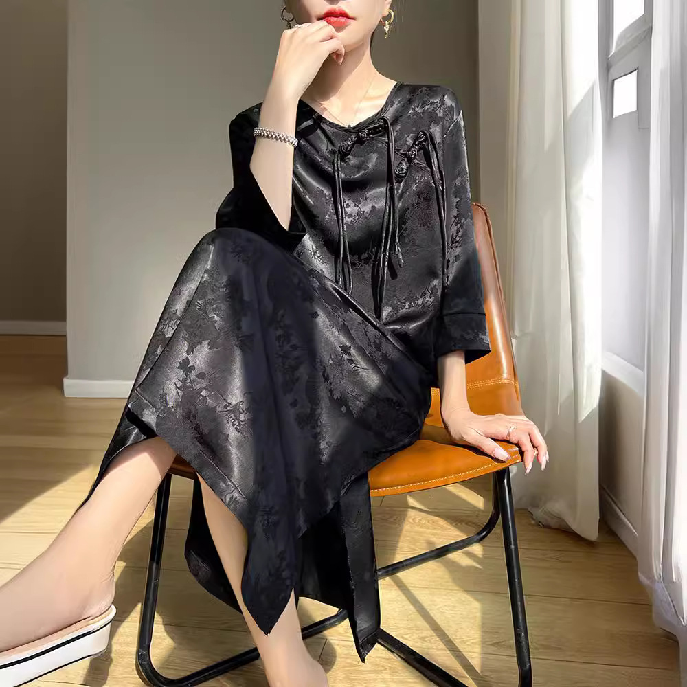 chinese dress ladies Wholesale Women's Dresses Printed-Ladies Rayon Dress-Round Neck 6-48-C   NYWholesale.com