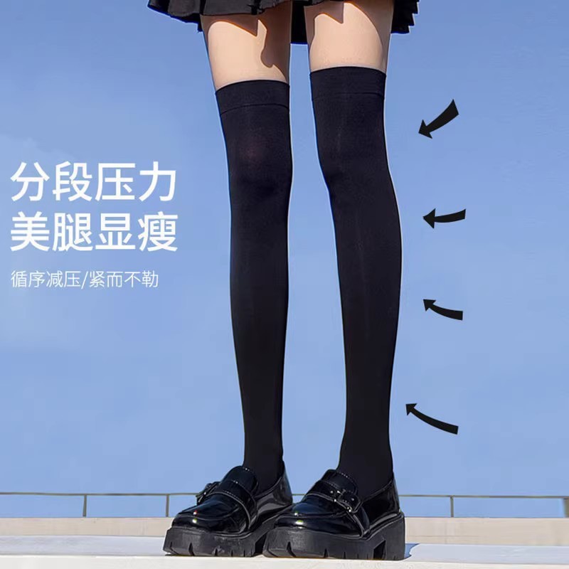 奶白色白丝过膝袜白色长筒大腿丝袜女夏天鹅绒薄款纯欲jk袜子女Sy|undefined