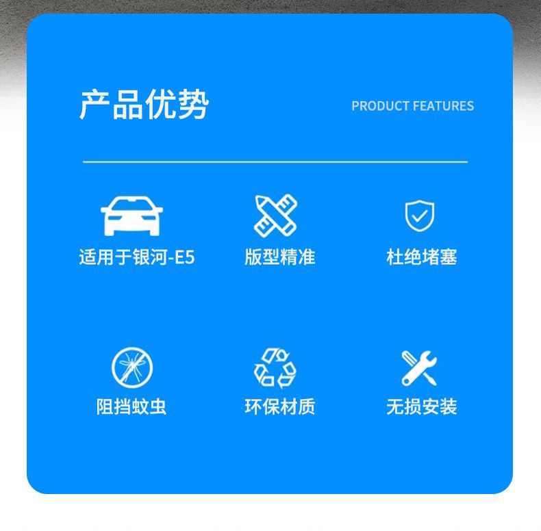 Suitable for Geely 24 Galaxy E5 Insect-Proof Net, Middle Net, Water Tank Protective Net Buckle Installation, No Need to Disassemble and Modify Car Supplies