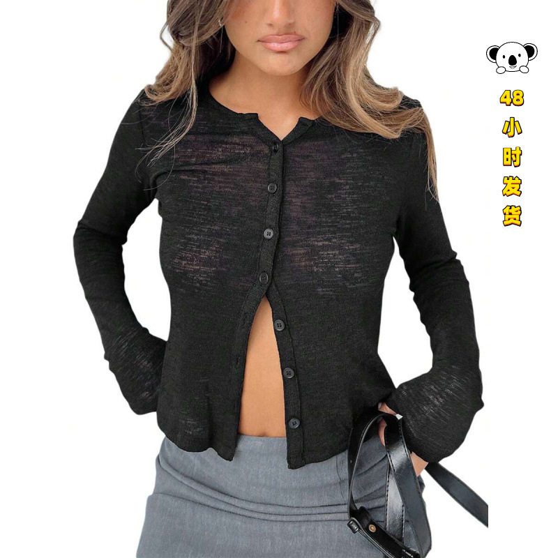 J 81340 Cropped long sleeve cardigan, cropped long sleeve cardigan T-shirt for women