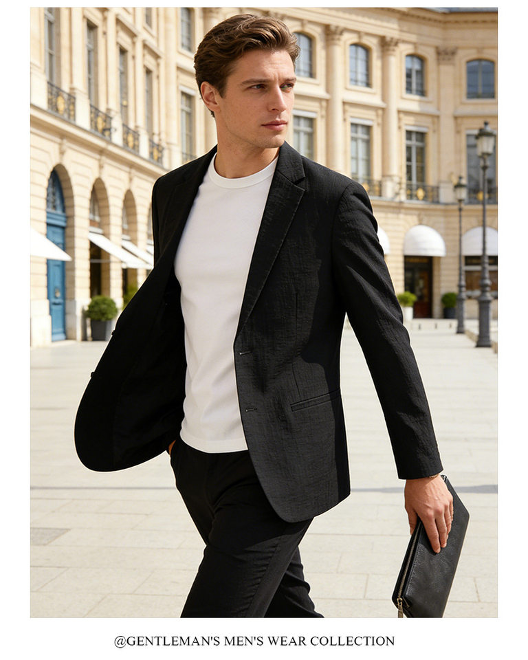 Áo vest nam Tencel Lyocell co giãn chống nhăn thoáng khí phong cách casual — Màu xanh dương, màu đen chi tiết 28