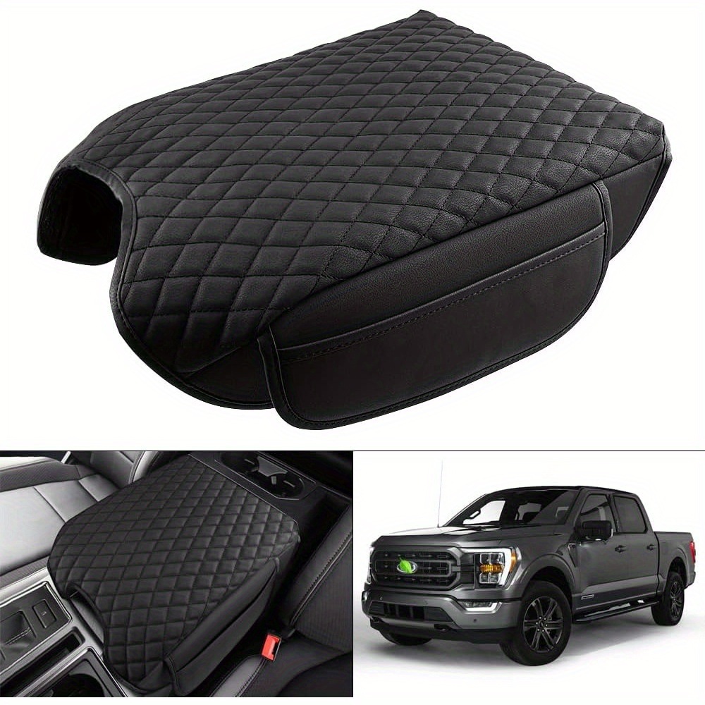 Suitable for 2015-2020 Ford F150 Armrest Box Cover Protective Pad Plaid Pattern Comfortable Leather Pad Supplies