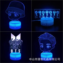 跨境热销韩国少年团BTS 3d小夜灯触摸七彩酒吧装饰摆件一件代发