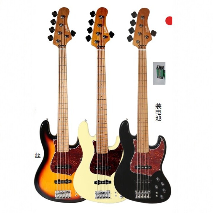 Five-String Jazz Electric Bass for Beginners, Rock Performance Bass Guitar, Easy Entry-Level Guitar for Beginners Five-String Jazz Electric Bass for Beginners, Rock Performance Bass Guitar, Easy Entry-Level Guitar for Beginners