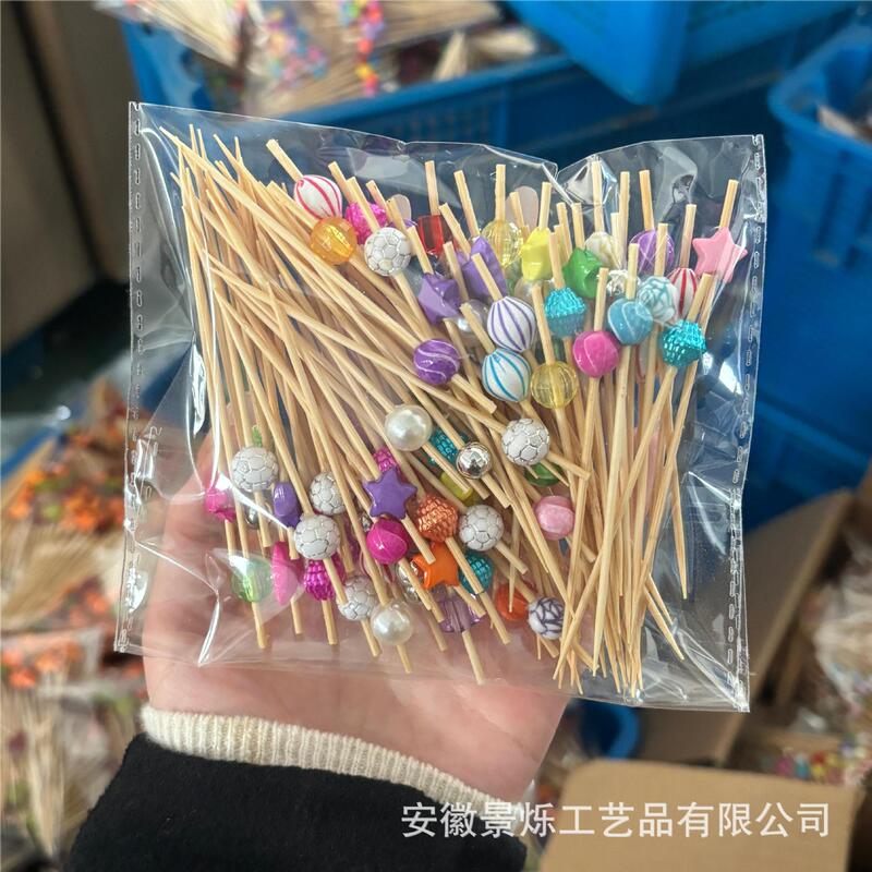 国境を越えた新製品装飾竹串かわいいアニメ果物使い捨て装飾棒ハンバーガー串カクテル串竹串|undefined