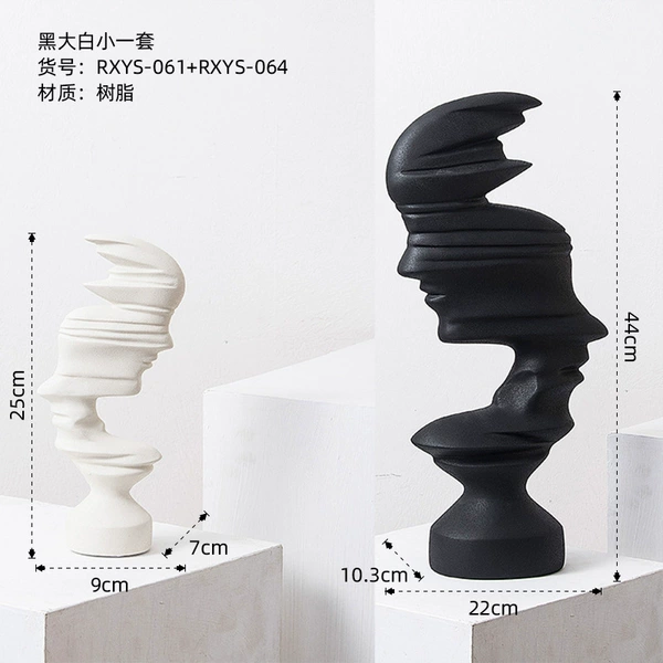 Art portrait texture white, small, black and large set - combination D