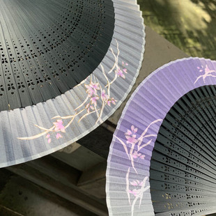 Chinese Style Narrow Side Folding Fan Silk Fan Antique Style Women's Folding Fan Silk Cloth Cheongsam Carry-on Women's Dancing Fan