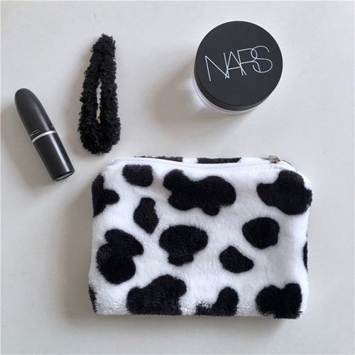 Korean ins style cute girl plush cow coin purse going out mobile phone bag mini coin storage bag