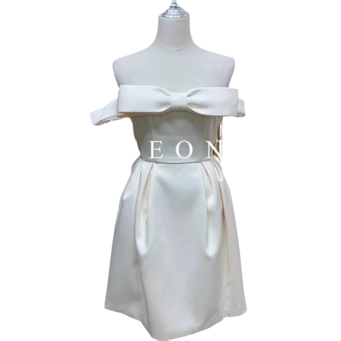 Short white dress, open shoulders, city style, Birthday gift