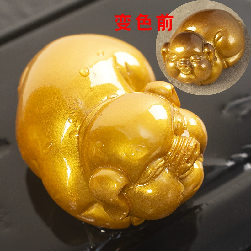 淘瓷八 Resin мини -обесцвеченная маленькая золотая свинья чайный питомец кунг-фу чайный набор чайная тарелка чайная игра искусство изделие благословение свинья драгоценность