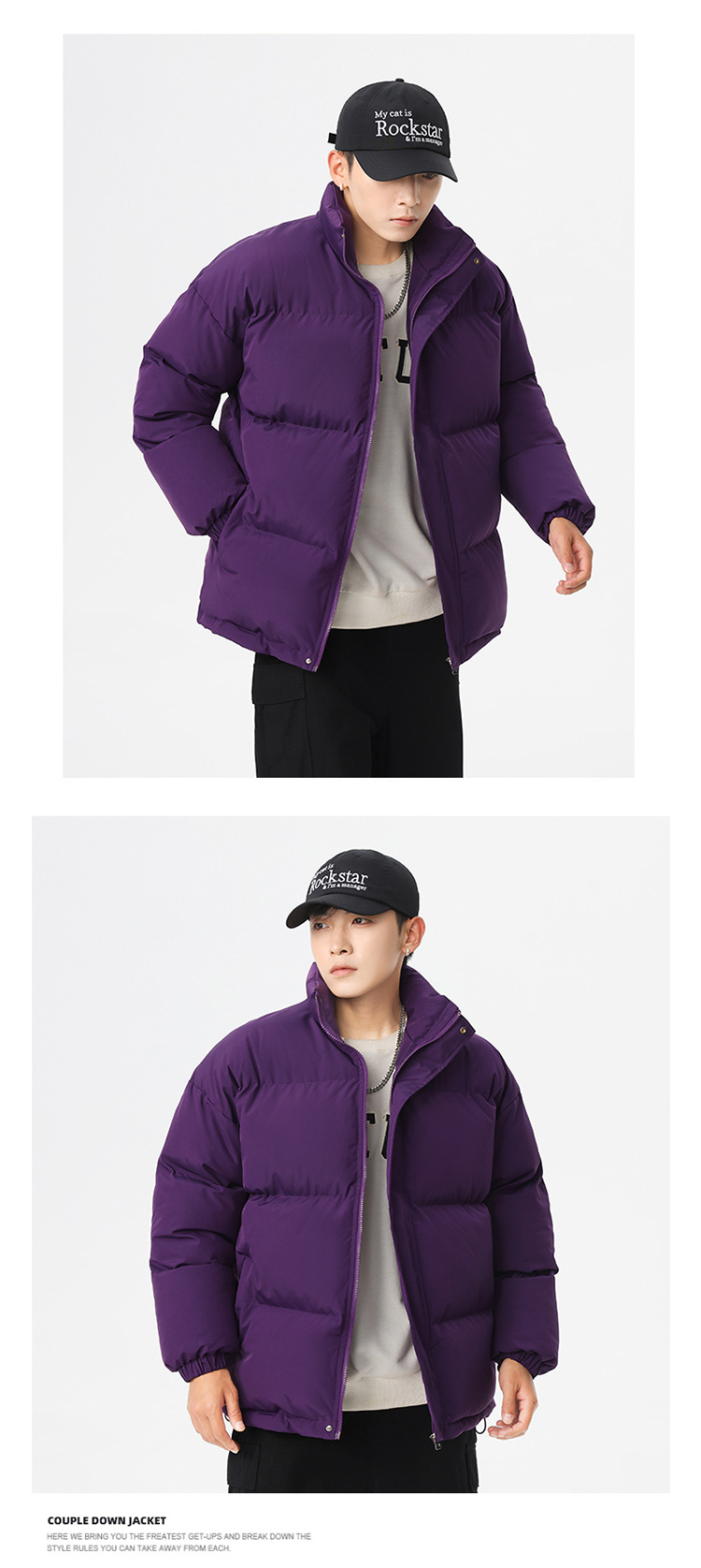 Novità invernale per uomo e donna, giacca in cotone tinta unita, ampia e comoda, da uomo_voghion.com