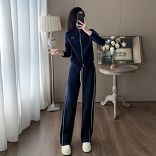 2025秋季新款运动休闲套装女时尚拉链外套阔腿裤两件套网红潮流