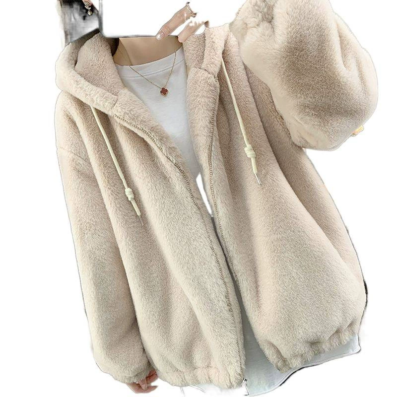 Winter long hoody, velvet jacket, 2025 years, mid-length, oversize, increased thickness