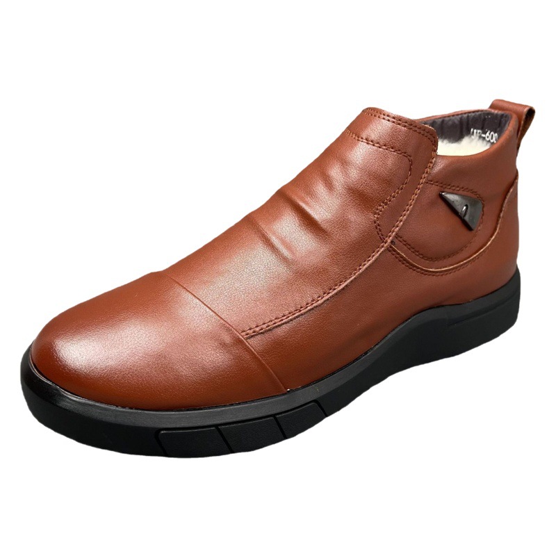Zapatos de algodón para hombres de cuero genuino de invierno zapatos de lana forrados de lana zapatos cálidos para hombres botas de hombres del noreste tamaño roto