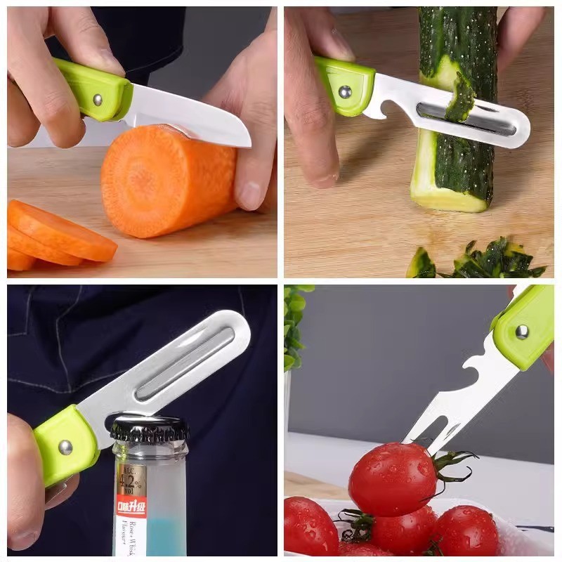 Cuchillo de fruta plegable cuchillo de frutas al aire libre cuchillo de frutas doméstico portátil de acero inoxidable mini dormitorio multifuncional