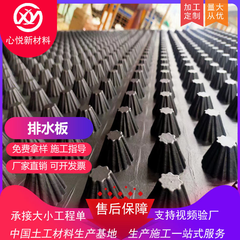 厂家供应车库顶板楼顶花园20黑色塑料疏水滤水透水蓄排水板抗压