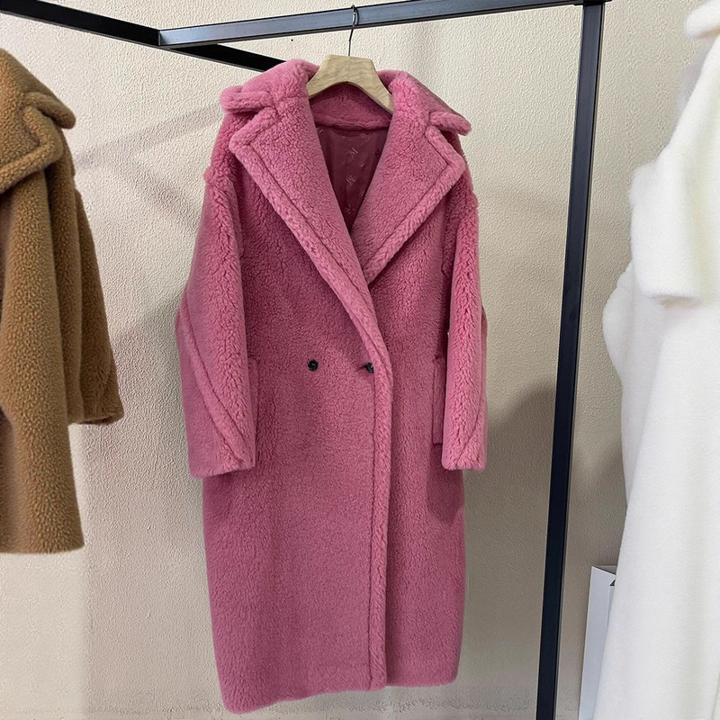 M's new color Alpaca teddy bear coat fur wool Loose Women's long teddy coat correct version Women's