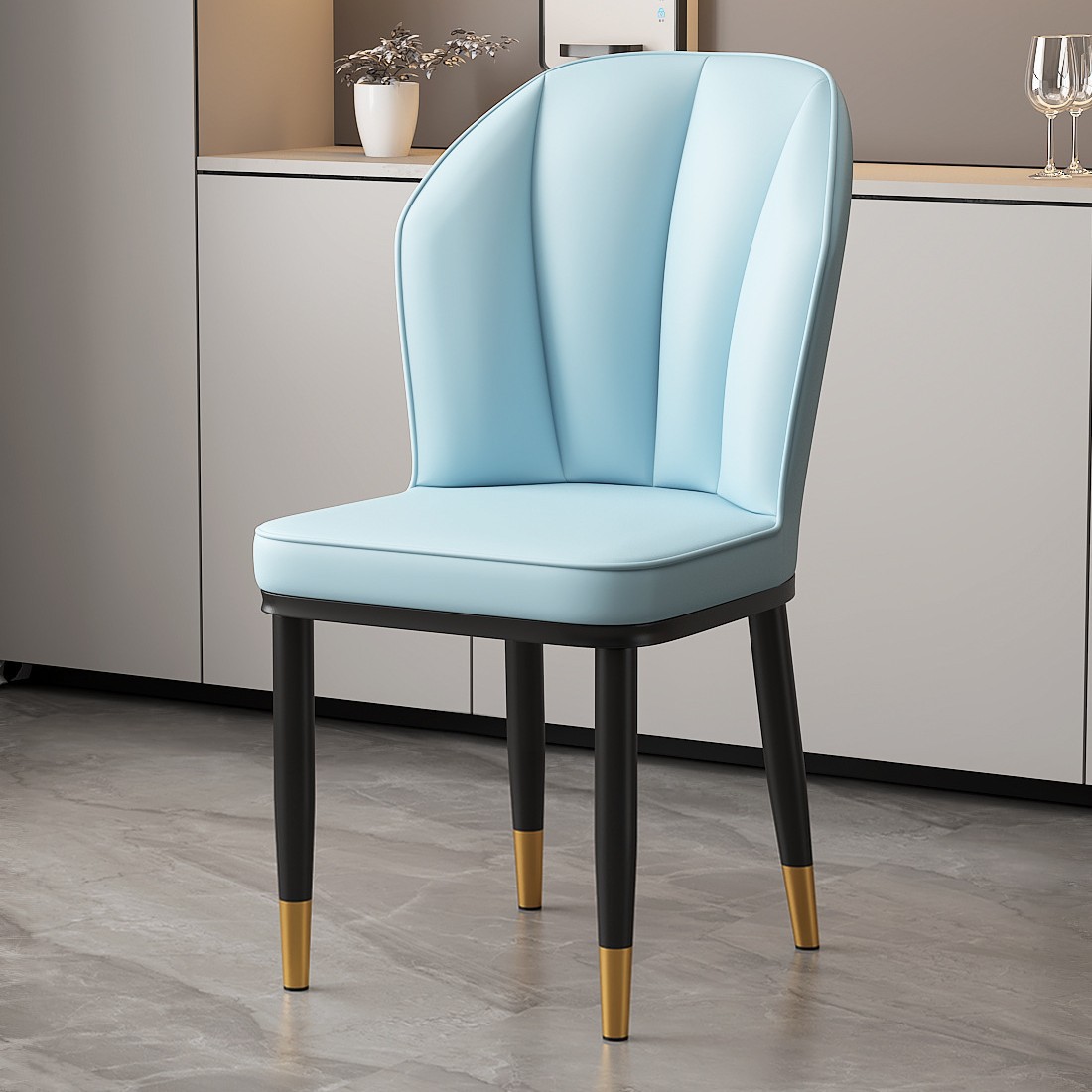 하늘색-금색 다리 [가벼운 럭셔리 스타일] 빵 의자 업그레이드 및 강화 버전