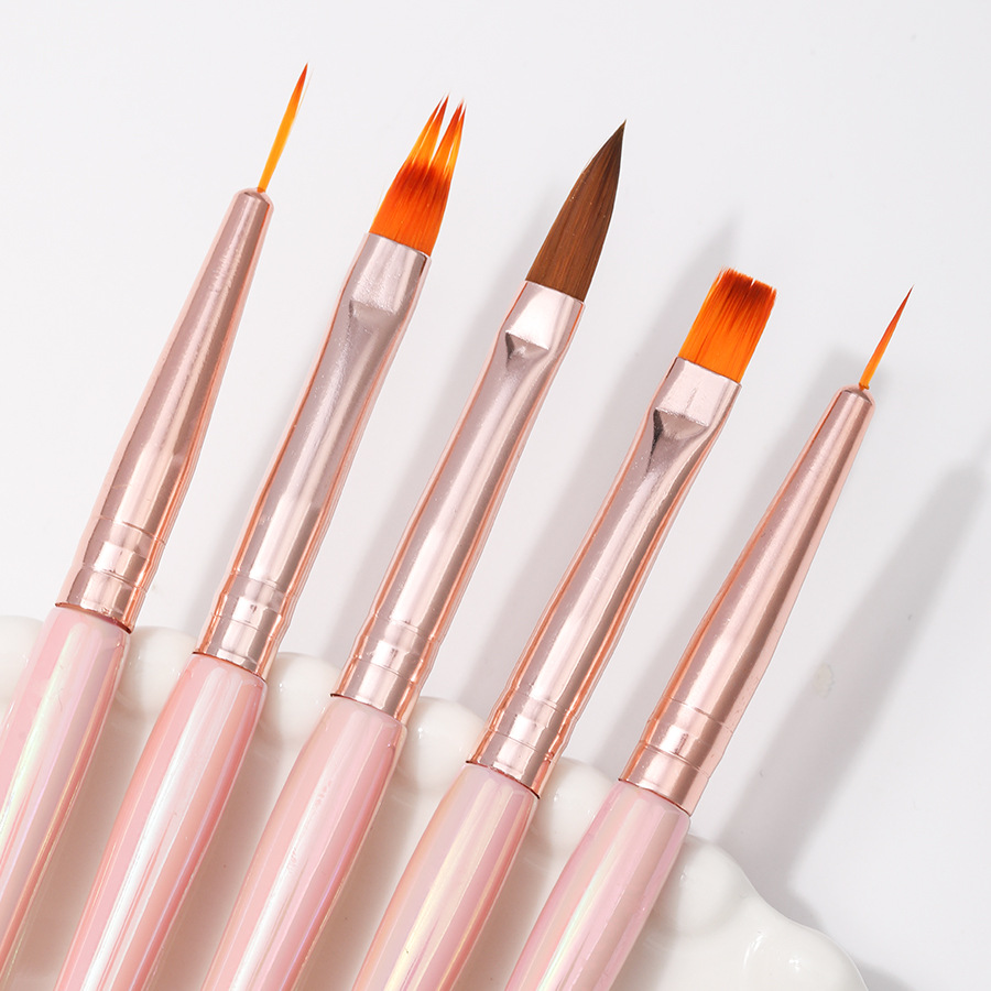 Pinceles para Decoración de Uñas Set de 5 Piezas Acrílico para Manicura