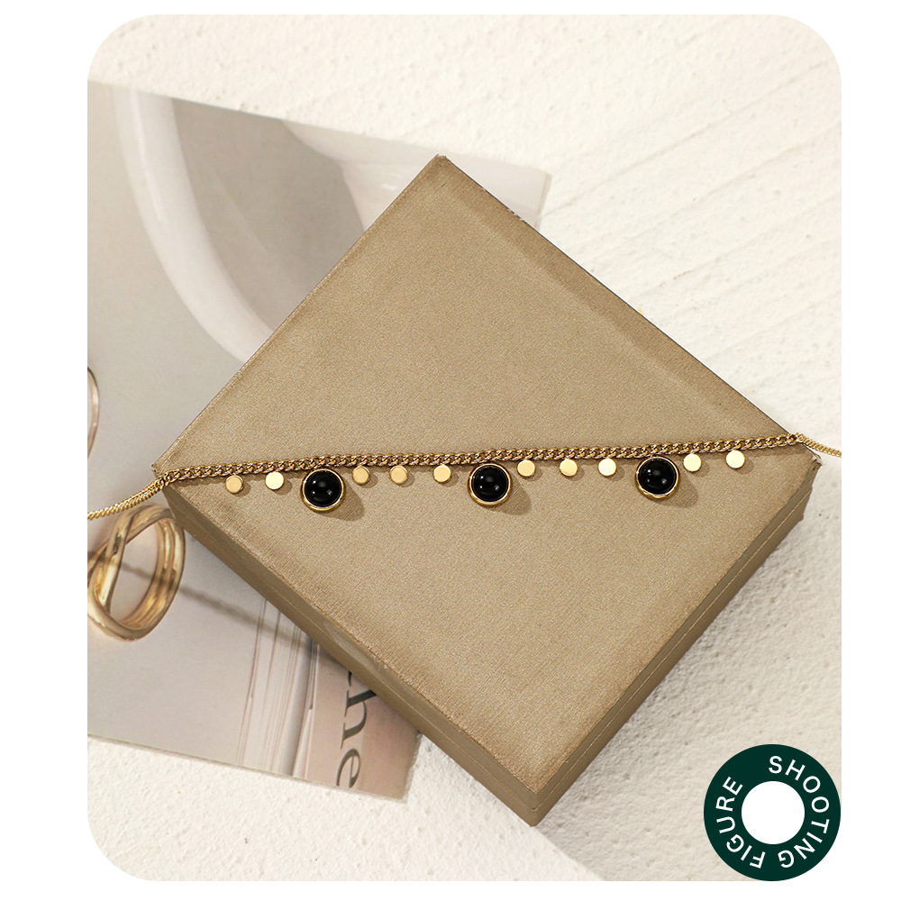 Fashion Geometric Stainless Steel Plating Natural Stone Necklace 1 Piece