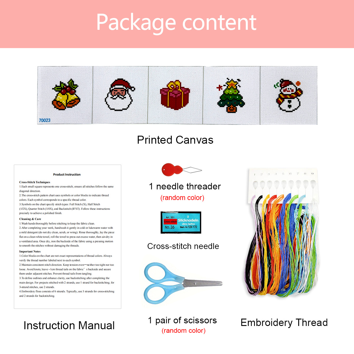 Nuevos productos transfronterizos impresión de tarjetas de Navidad dibujos animados simplista llavero bordado de cruz paquete de material DIY image 12