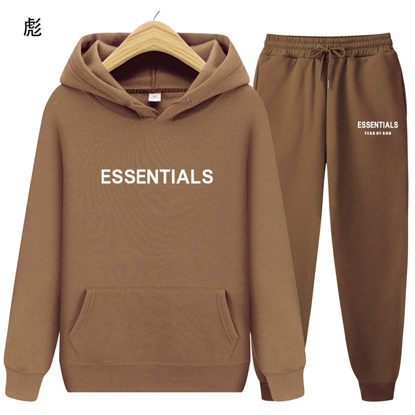Свитшот-комплект (Fear of God ESSENTIALS) унисекс с двойной линией и бархатной худи & джоггеры, размеры S–XXXL