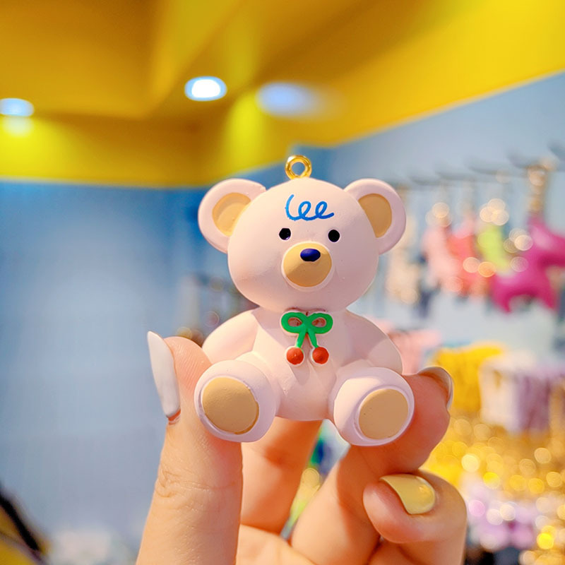 Neu Kreative Kirsche Bär Für Frauen Niedlich Mode Exquisite Harz Puppe Keychain Rucksack_voghion.com