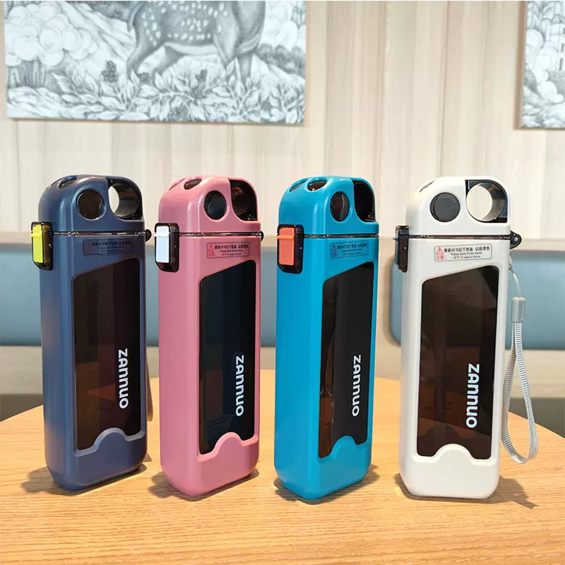 高档水杯夏季高颜值男女塑料杯 方形学生新款现代简约带吸管杯子