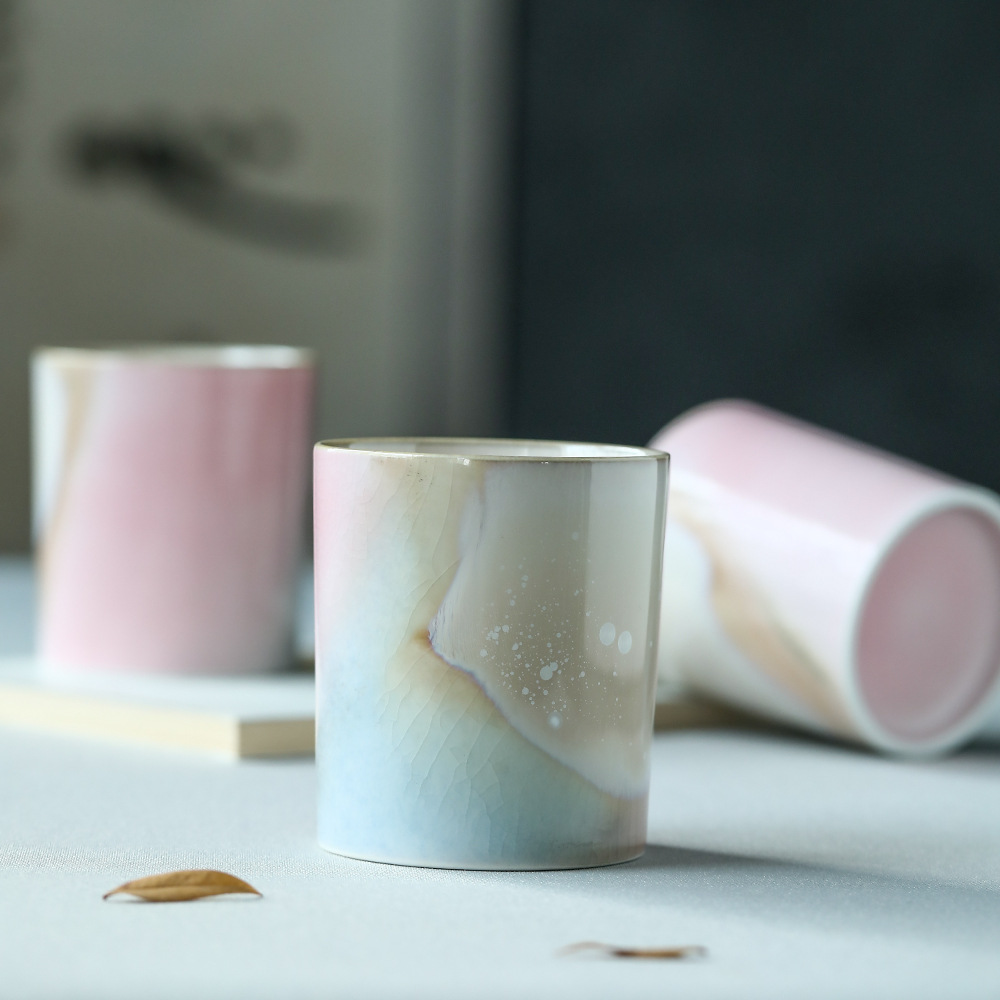 素红溪红大茶杯景德镇纯手工陶瓷茶具复古素粉品茗杯女冰裂主人杯