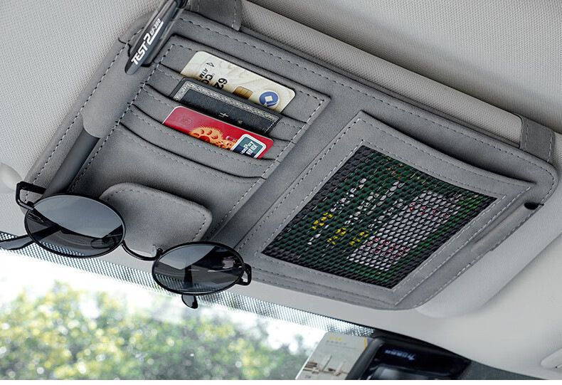 Car Sun Visor Storage Cover Multifunctional Car Glasses Holder Suede Car Card Storage Bag Certificate Holder