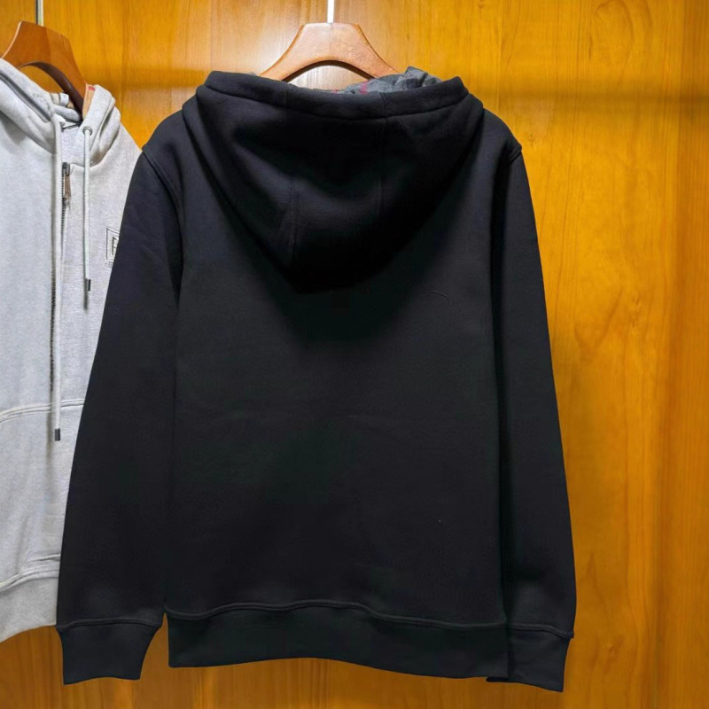 内里双层布加厚方框B绣花男士连帽开衫拉链卫衣men hoody|undefined