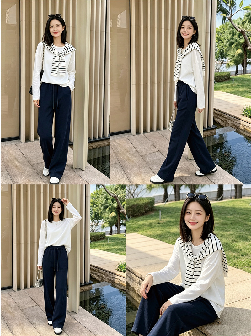 Quần culottes nữ ống rộng dáng lưỡi liềm cảm giác mát lạnh — Xanh navy chi tiết 16