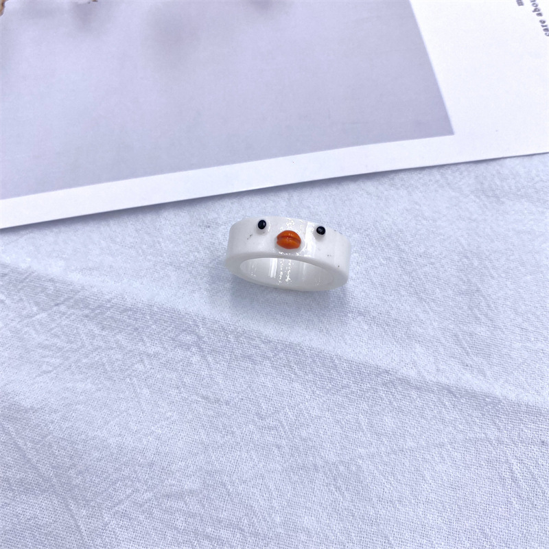 Cross-border ins estilo europeo y americano Venta caliente diversión pollo resina anillo transparente tridimensional multi-color anillo