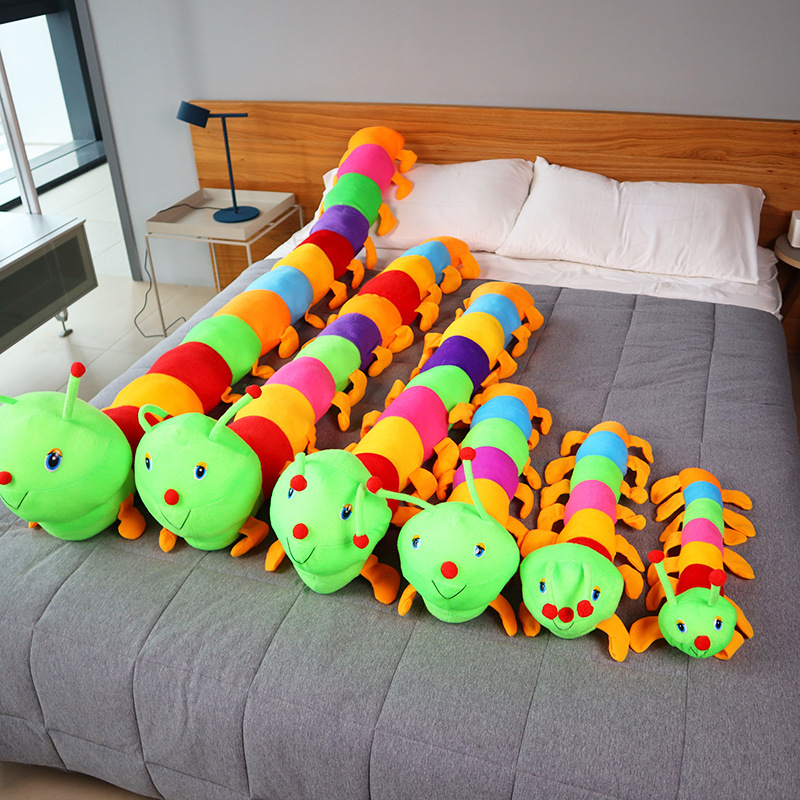 Manufacturer Wholesale Large Cute Colorful Caterpillar Long Pillow Caterpillar Plush Toy Cushion Children's Doll