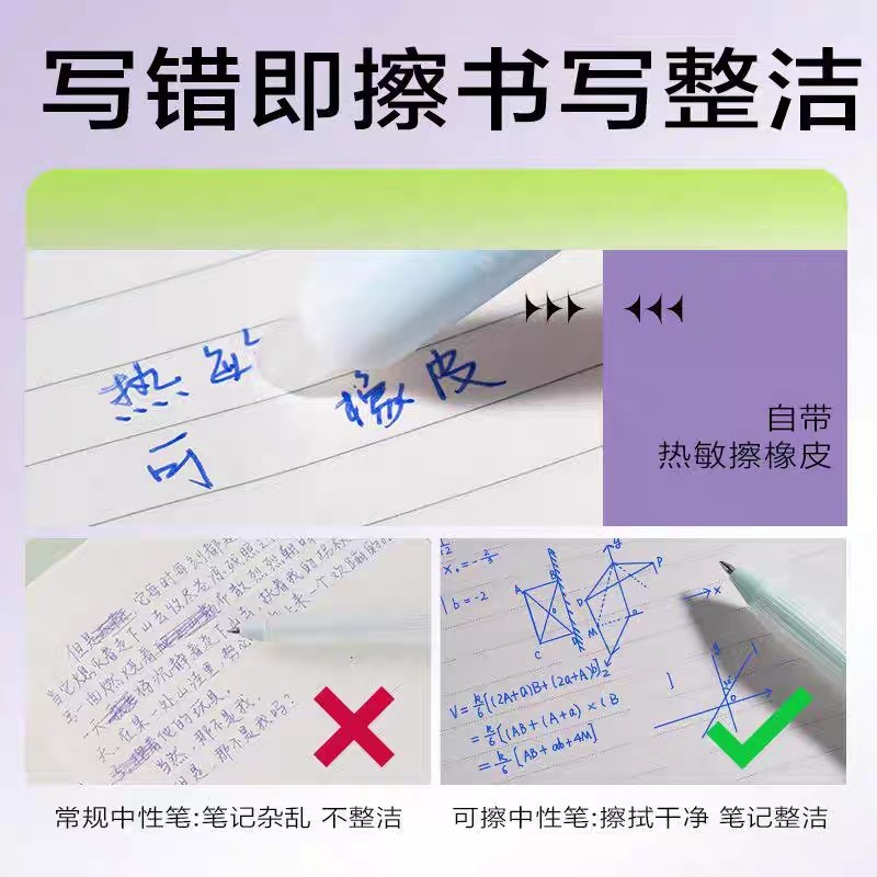 得力SA320按动可擦中性笔晶蓝0.5mm子弹头防滑护套学生时尚热敏可|undefined
