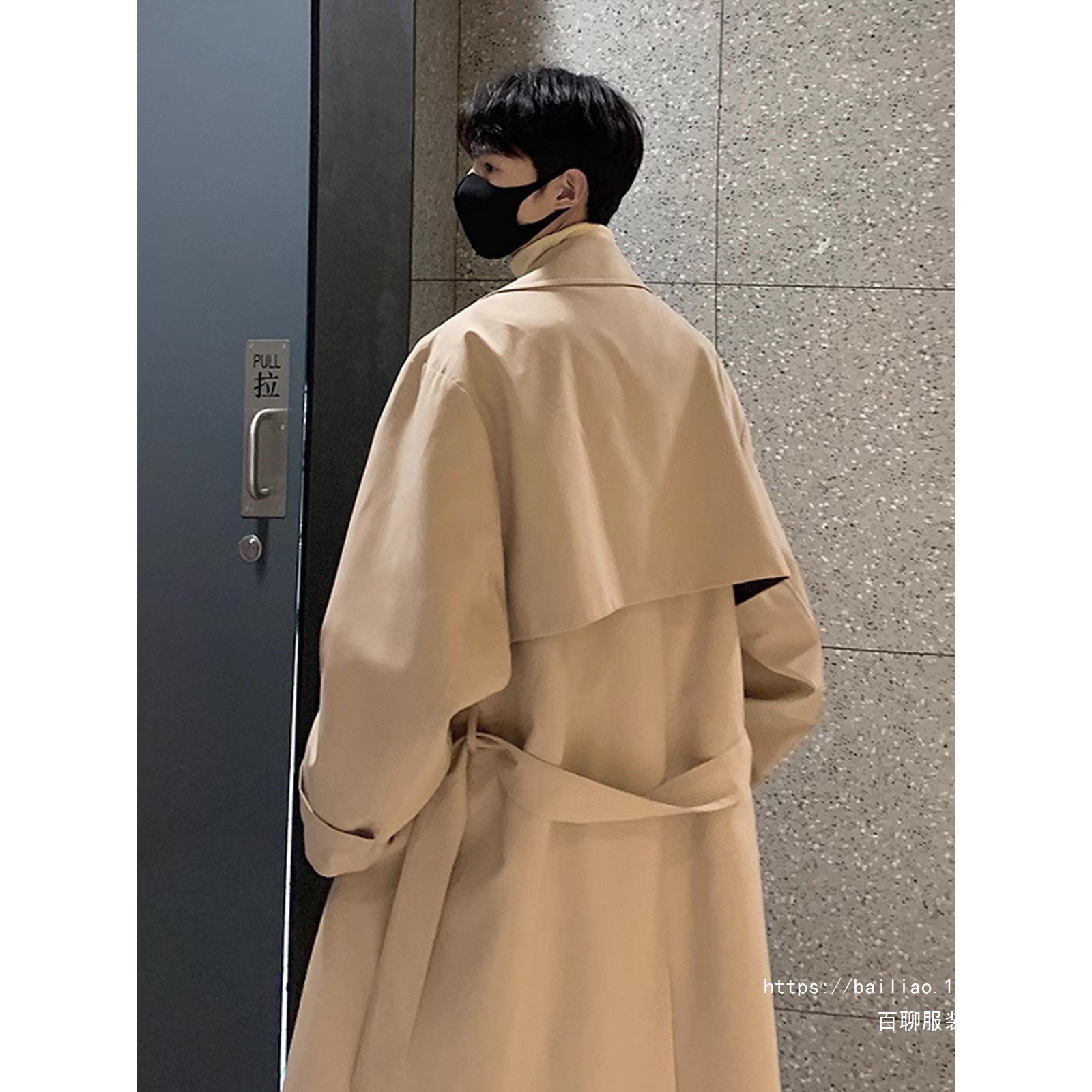卡其色风衣外套男中长款2025春秋新款韩系潮牌休闲大衣感男装黑色