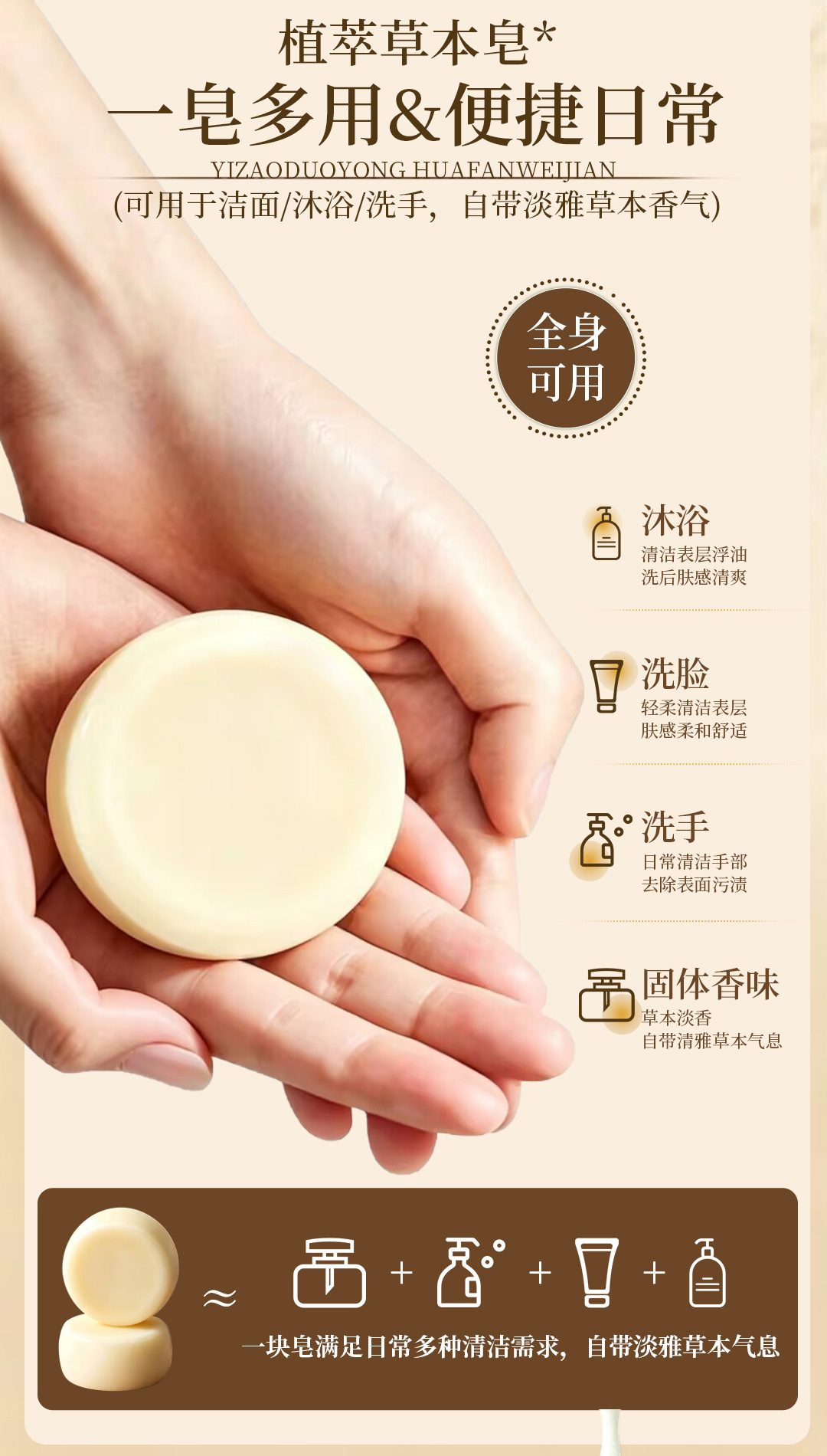 Yu Zhu Seven White Herbal Soap 75g Gentle Cleansing Bar for Oily Skin specifications