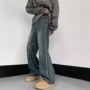 水洗夏季宽松拖地牛仔裤