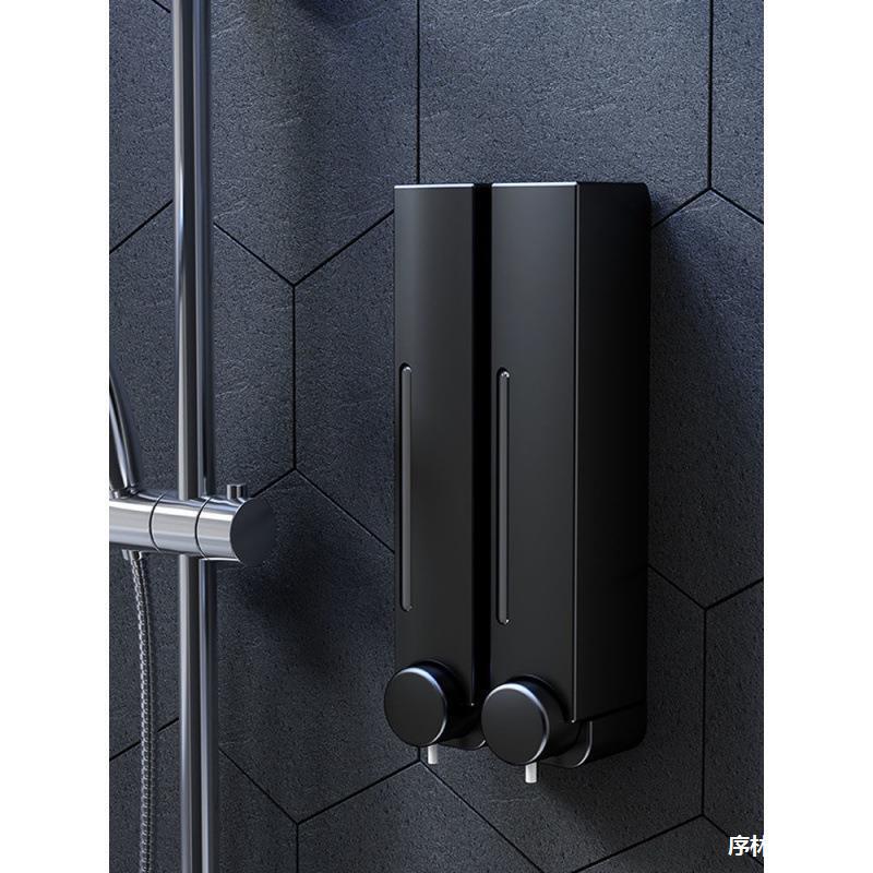 Nail-Free Punch-Free Hotel Bathroom Soap Dispenser Wall-Mounted Kitchen Soap Dispenser Manual Shampoo Shower Gel Double-Head Bottle