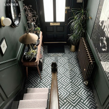 浪漫复古条形水刀大理石马赛克大规格拼花酒店大堂工程别墅地砖