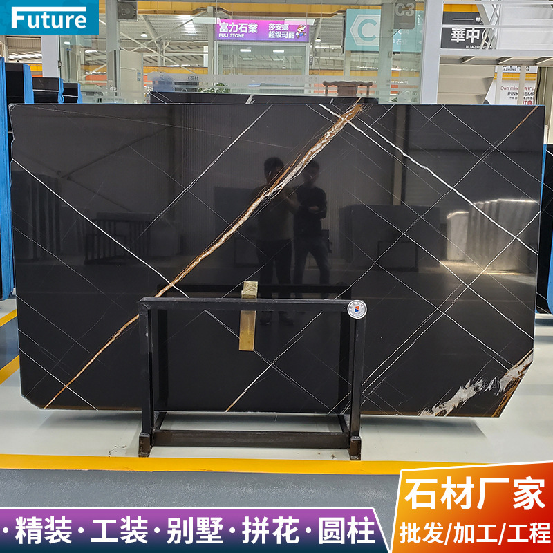 Lauren Black Gold Natural Marble Slab Furniture Countertop Mini Bar Round Table Bathroom Sink Round Table Craftsmanship